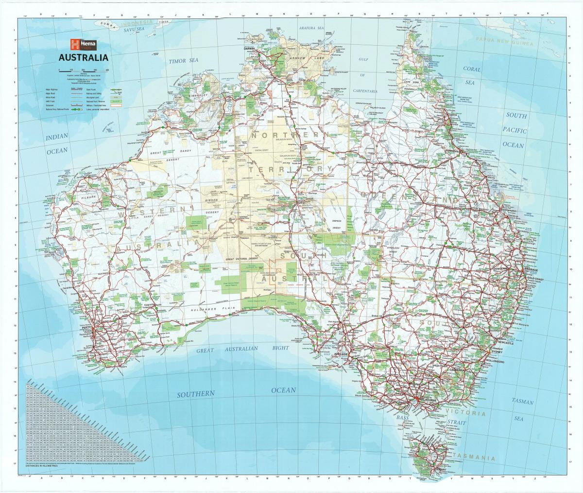 Kaart van het land Australië