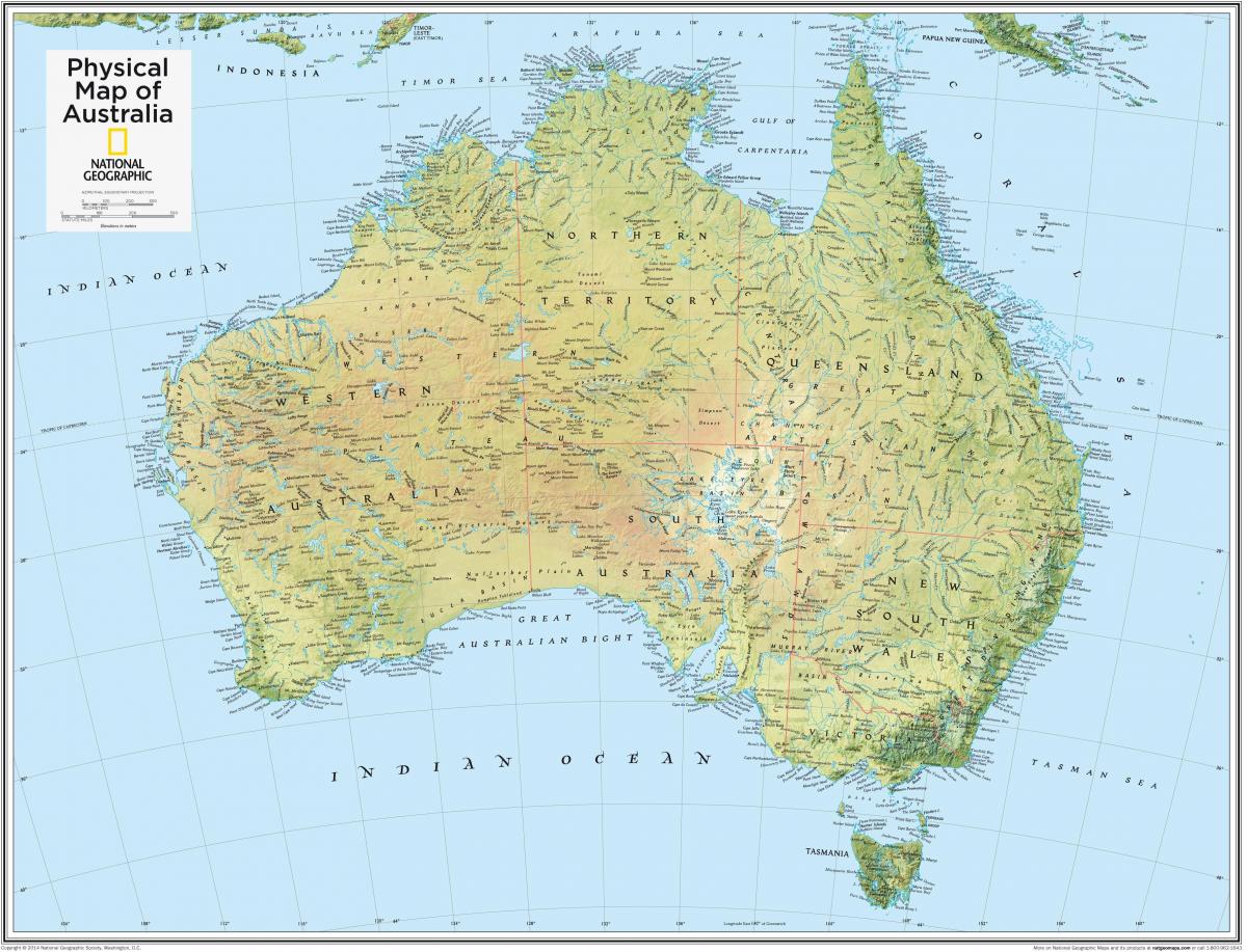 Australië op een kaart