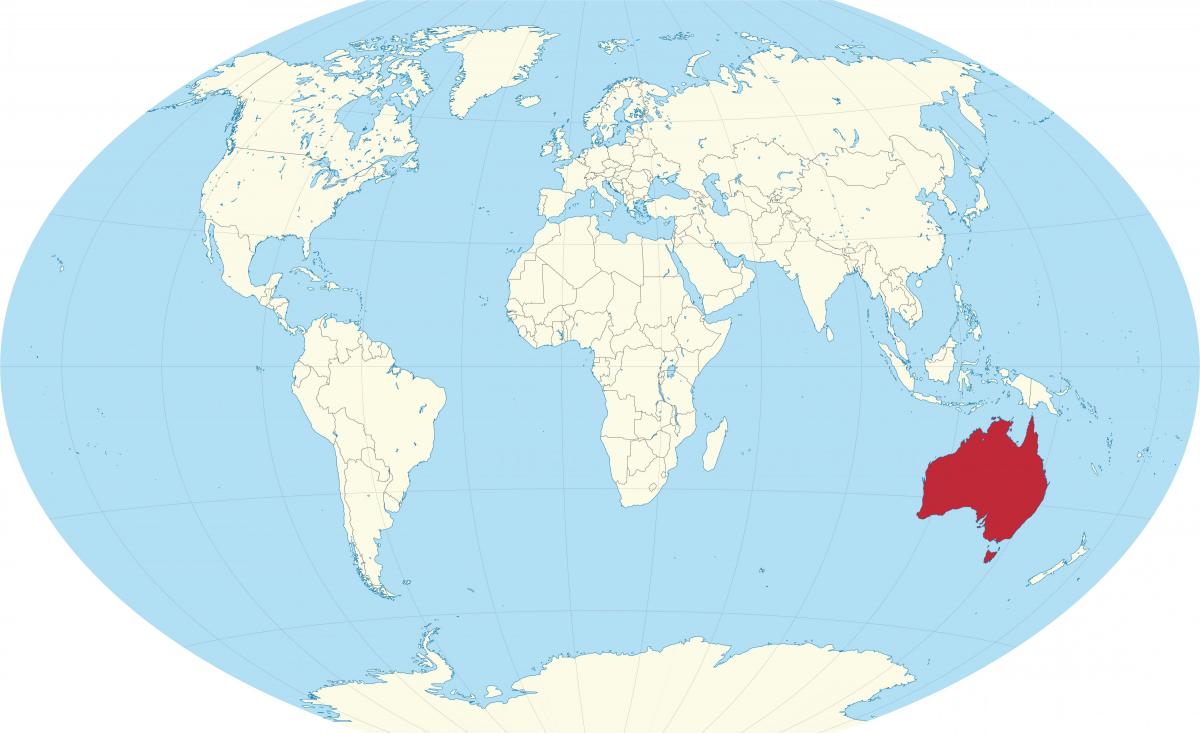 Australië locatie op de wereldkaart