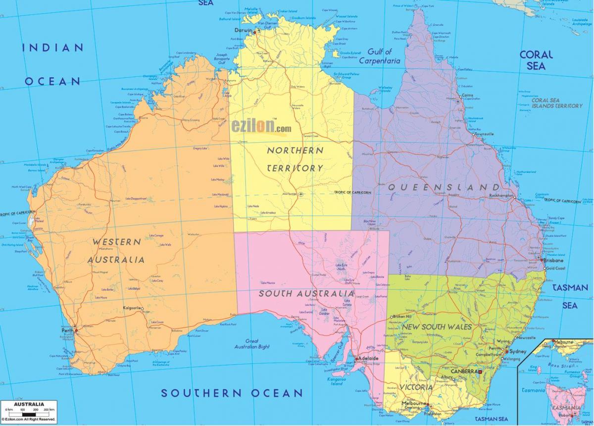 Australië administratieve kaart