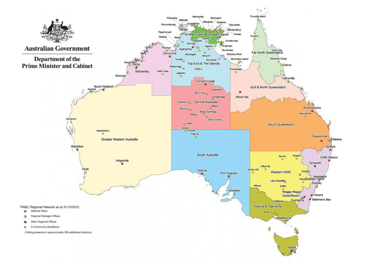 Australië gebiedenkaart