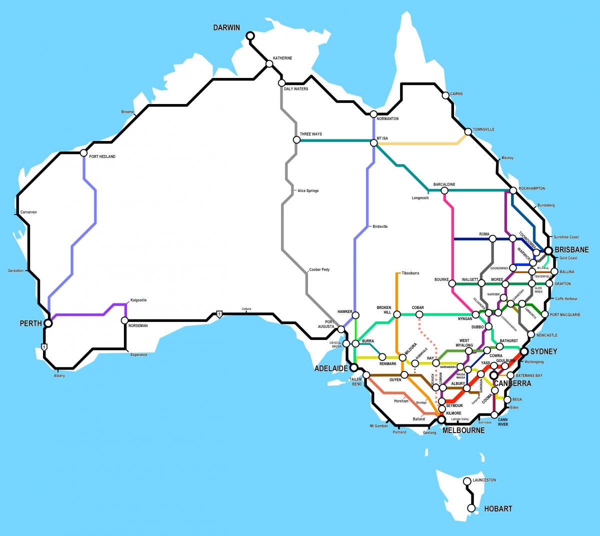 Snelwegkaart van Australië