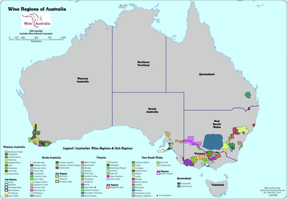Wijnkaart van Australië